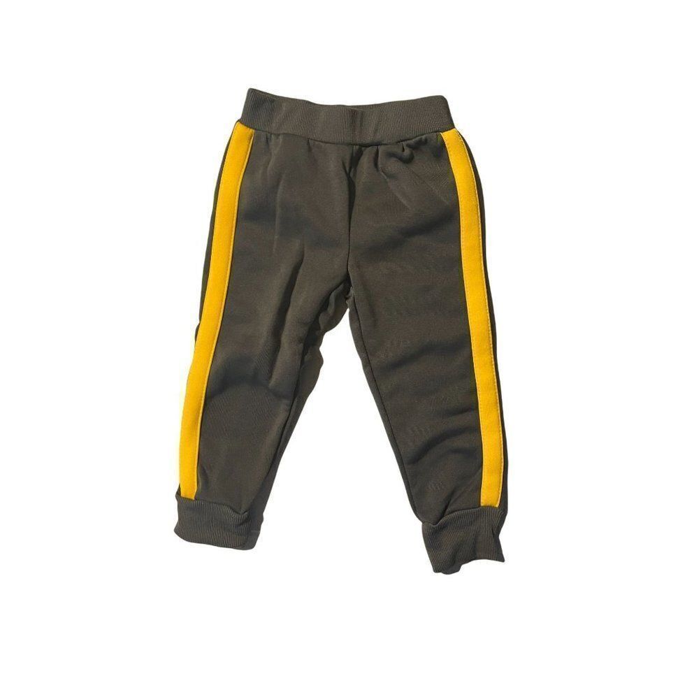 Batman Baby Gray Yellow Side Striped Elastic Waist Stretch Jogger Pant Size 18M